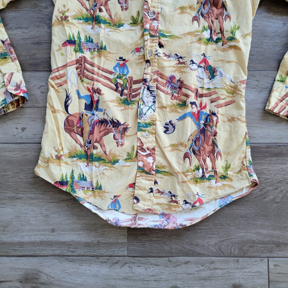 Vintage Nick and Nora 90s Pajama Top Western Cowboy Print Shirt Small USA made - Picture 3 of 6